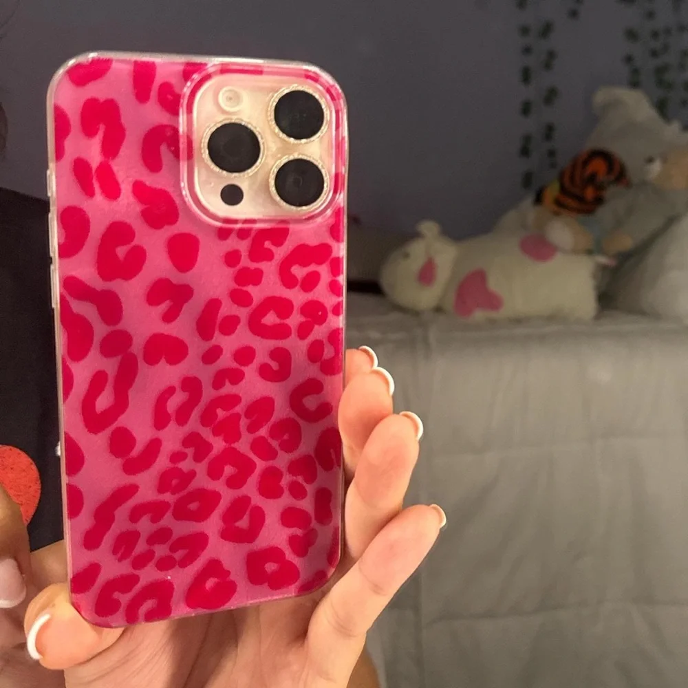 Apple Pink Leopard Print Phone Case